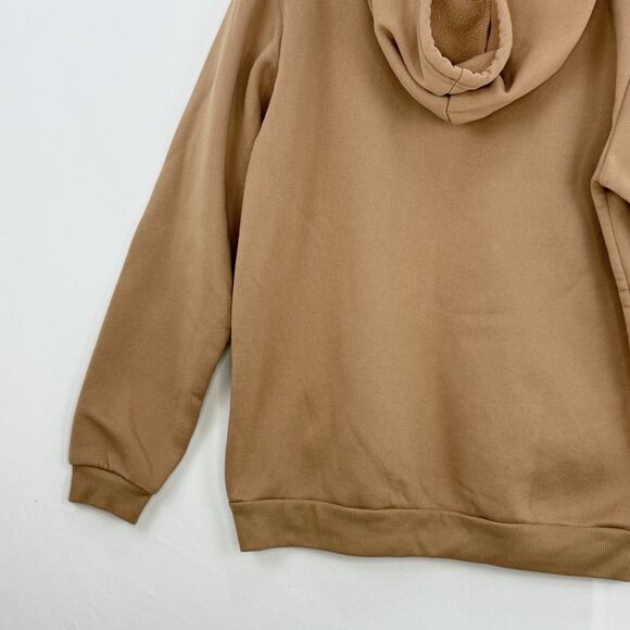 Women’s Hoodie Sweatshirt Brown Kangaroo Pocket Hood Size L - Picture 12 of 16